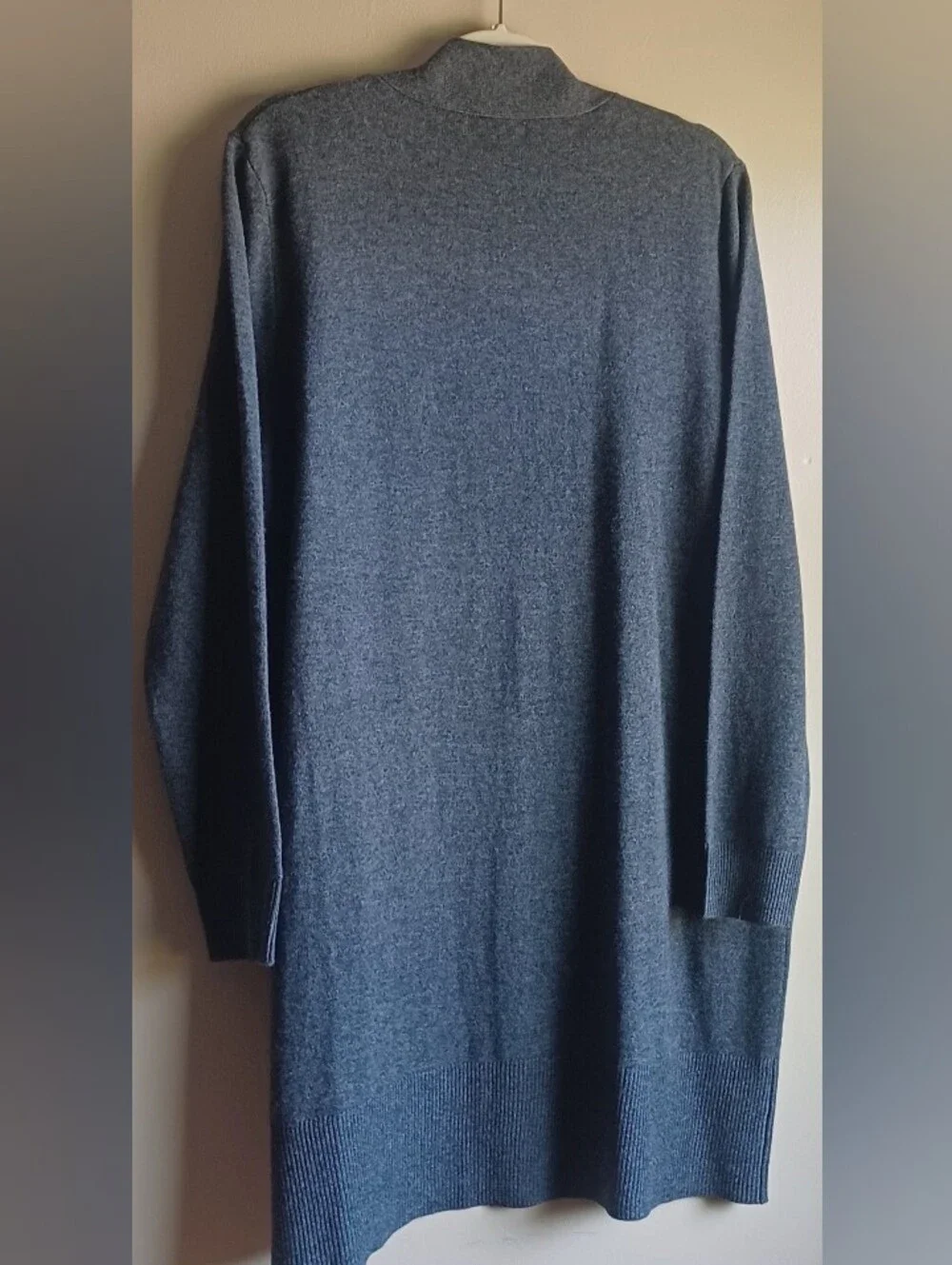 WOOLOVERS Cashemere and Merino Wool Edge to Edge Long Cardigan In Grey XL